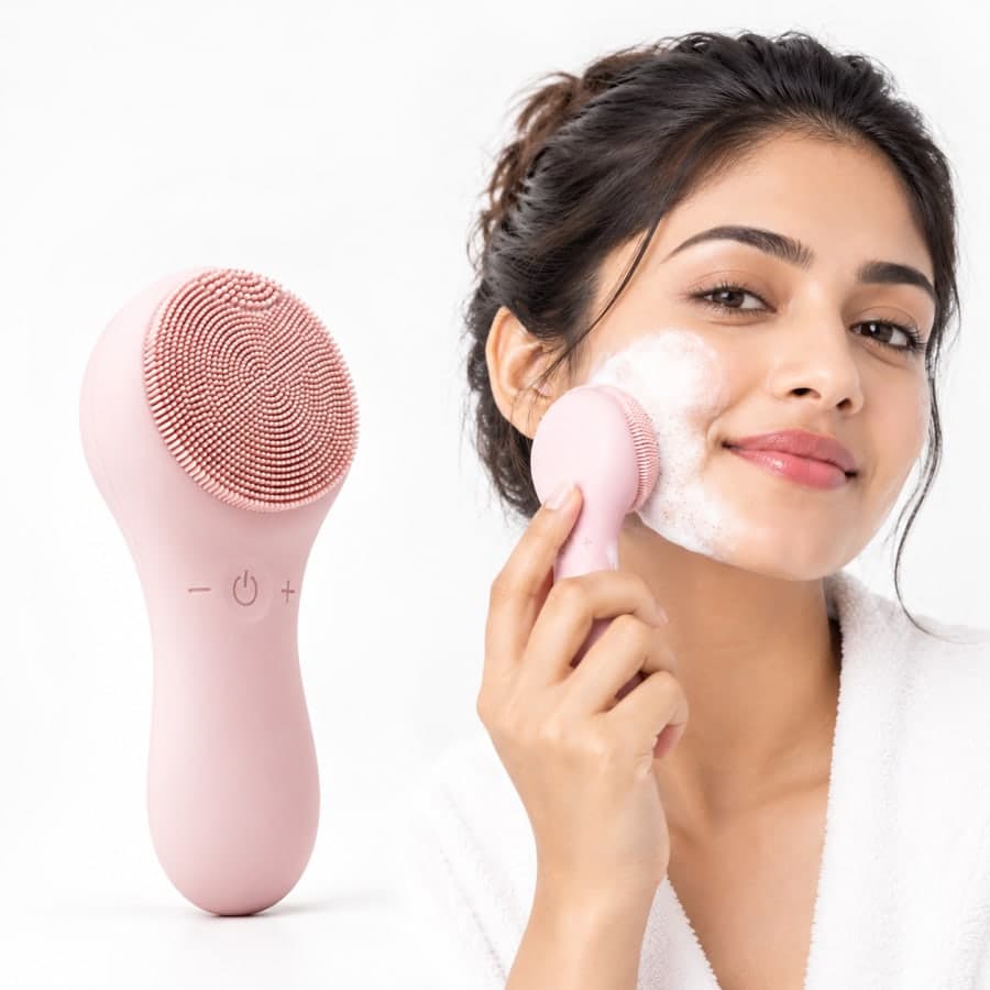 GlowCleanse Sonic Silicone Facial Cleansing Brush - Rose Quartz Pink - view 2